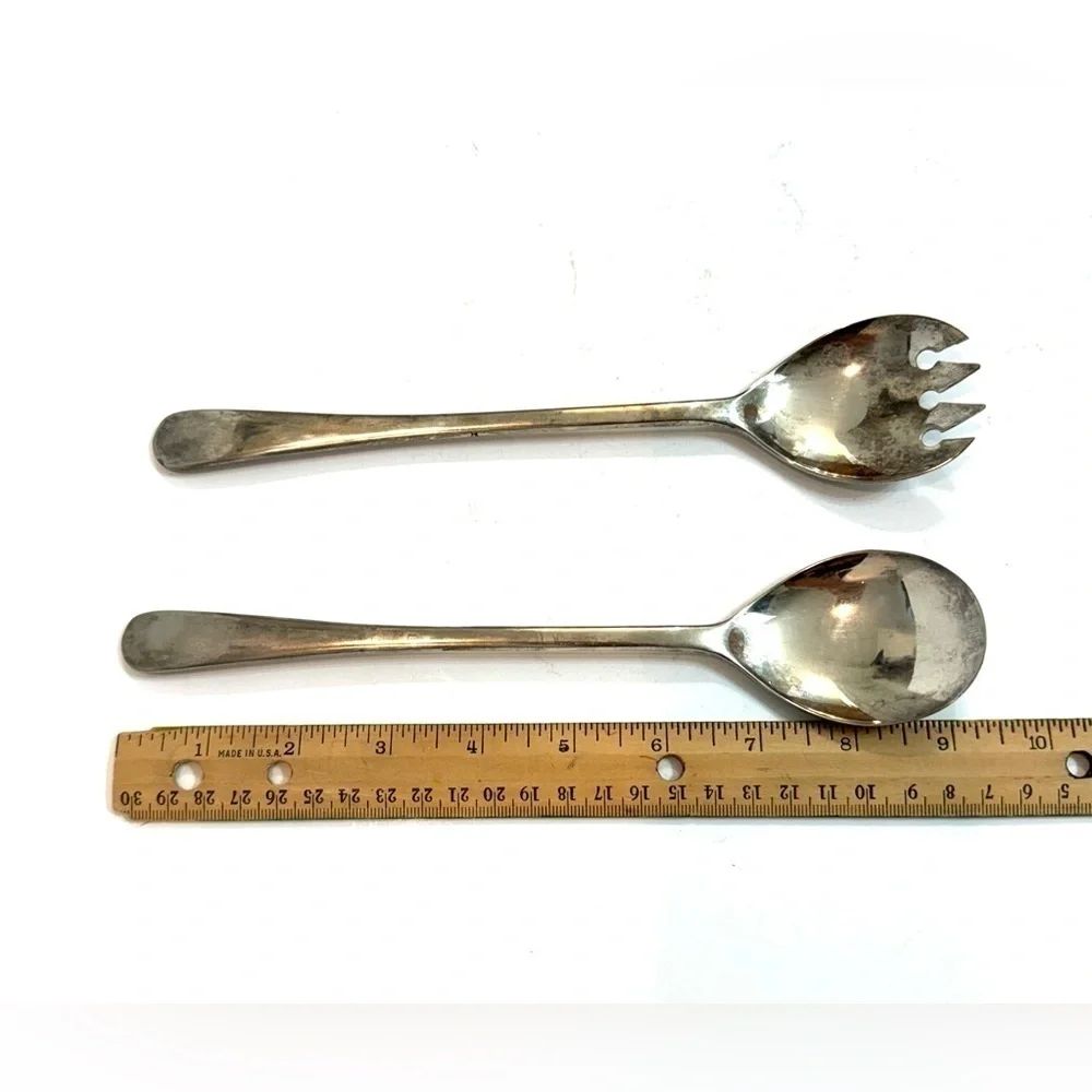 Vintage FB Rogers Italy Silver Plated Salad Serving Spoon and Fork 9 1/4
